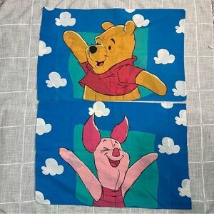 Set‎ of 2 Disney Winnie The Pooh & Piglet Standard Size Pillowcase Vintage 1990s